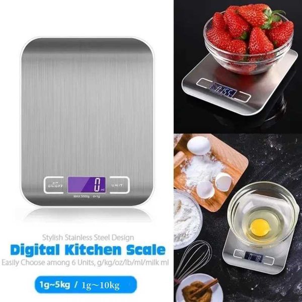5KG/10KG LCD Digital Kitchen Scale with Stainless Steel Panel, USB Charging, Precise Small Platform Scale, Portable M240815