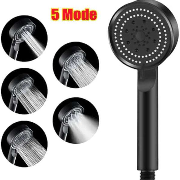 5-mode adjustable high-pressure shower head with one-touch water stop and massage function for eco-friendly bathroom use