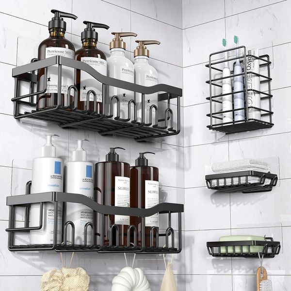 5-piece set for storage, home decor, and kitchen, no drilling needed, high-capacity rustproof stainless steel bathroom solution