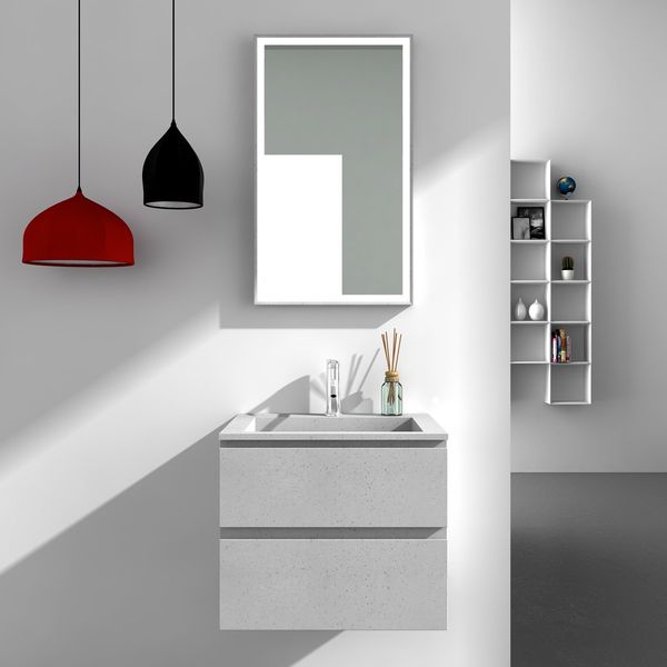 60cm wall-mounted vanity with quartz top, EILEEN design, featuring Blum soft-close hinges and slim edges 2913