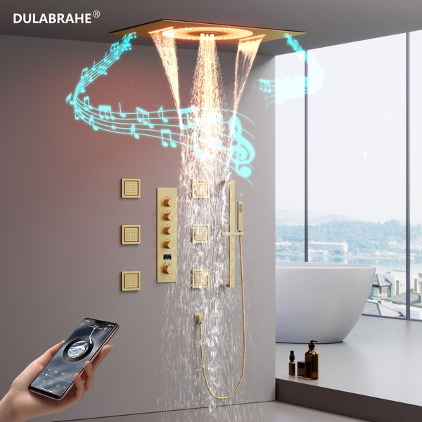 60x40.5cm Sky Castle LED shower system with hot/cold water, waterfall feature and music function for bathtub