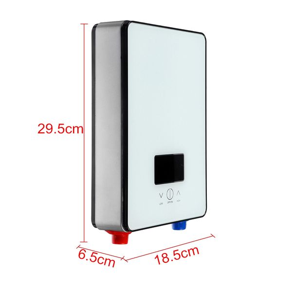 6500W AC220V instant electric water heater with free shipping, featuring intelligent self-checking and LCD digital display in white