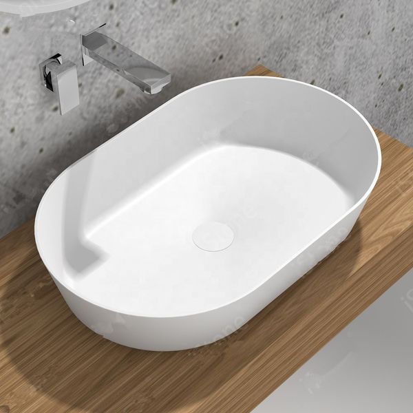 650mm stylish rectangular bathroom sink made of durable Corian solid surface for modern cloakrooms and vanities