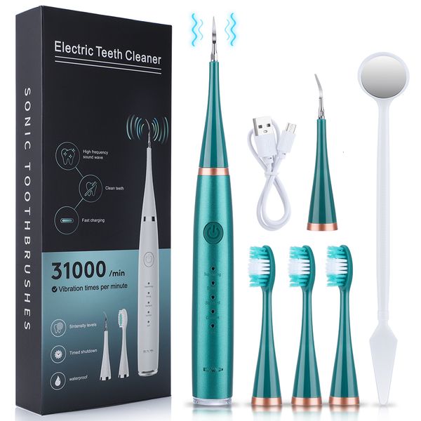 6-in-1 ultrasonic dental scaler for tartar removal and plaque cleaning with electric toothbrush function