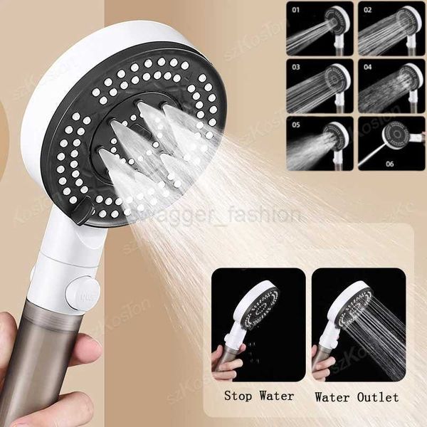 6-mode shower head filter with anti-limestone design, high-pressure rain spray, and hose for bathroom faucets