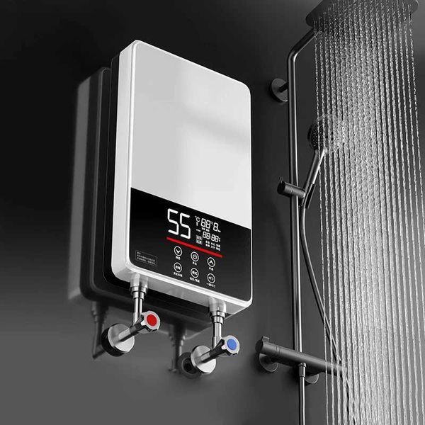 7000W electric tankless water heater with remote control for instant heating and waterproof design