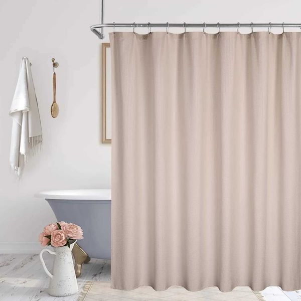 72-inch extra-long microfiber shower curtain with decorative embossed design for bathrooms