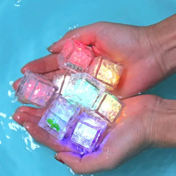 8 colorful LED ice cubes with cute animal prints for kids' bath time fun