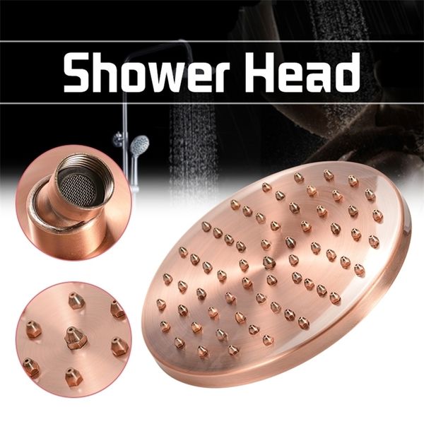 8-inch vintage round rain shower head in antique red copper with hose, single sprayer for bathroom