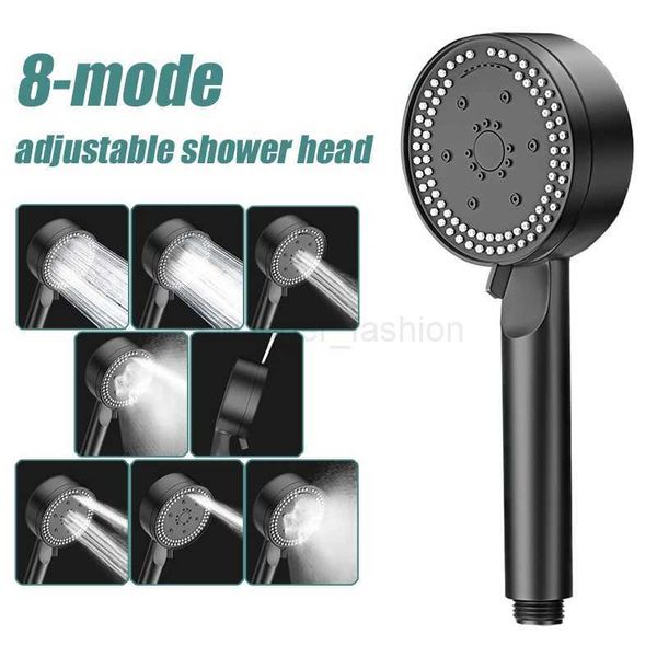 8-setting shower head with strong pressure, eco-friendly black handheld spray for bathroom massage