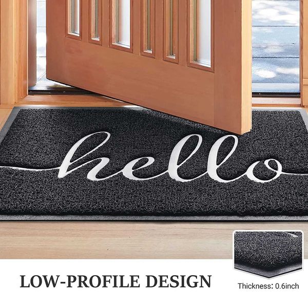 Absorbent indoor-outdoor entrance doormat with non-slip rubber backing for bathroom and kitchen use