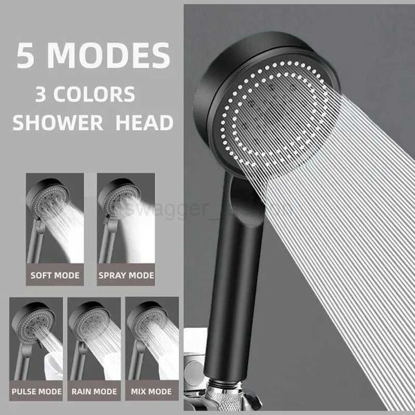 Adjustable high-pressure shower head with 5 spray modes for bathroom massage