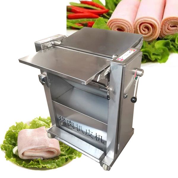 Adjustable pork peeling machine for fresh pork, 0.5-6m capacity, works with 110V or 220V to split pig skin efficiently