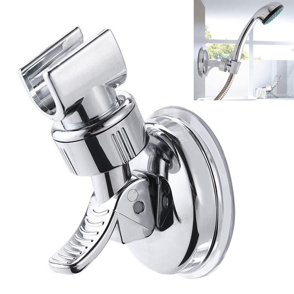 Adjustable shower head holder with suction cup for wall mounting in bathrooms