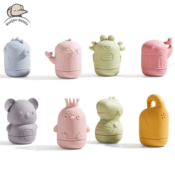 Adorable cartoon animal bath toys for toddlers, fun silicone sprinklers for baby's bathtime play
