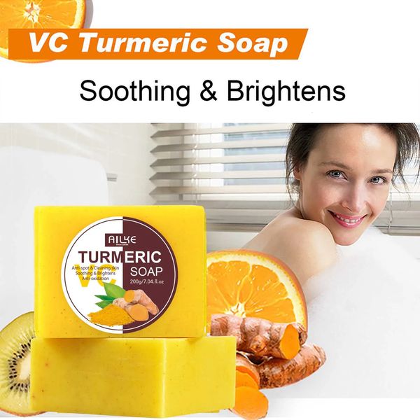 AILKE Organic Turmeric Soap helps reduce dark spots and blemishes for cleaner, smoother, brighter skin with customizable private label options