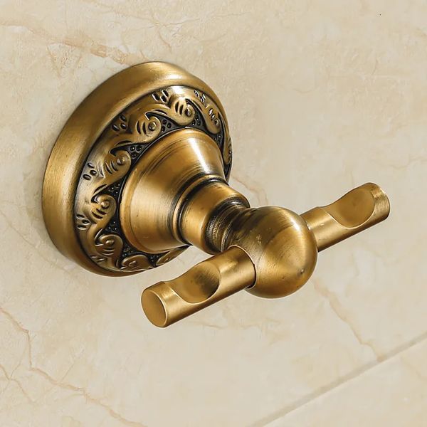 Aluminum towel racks with antique brass finish, robe hooks for bathroom accessories, model YT-13902