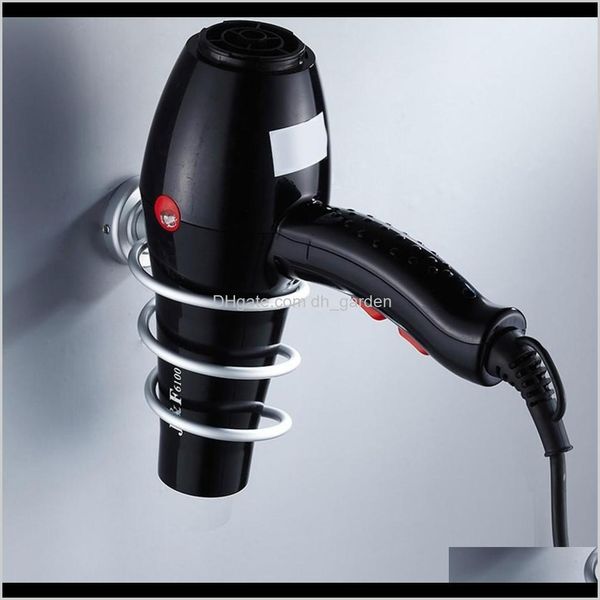 Aluminum wall-mounted bathroom shelf for hair dryer storage with spiral stand