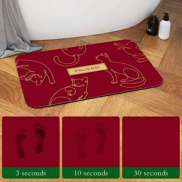 Anime Cat Stone Bath Mat - Quick-Dry Absorbent Non-Slip Bathroom Rug for Shower and Bathtub Side