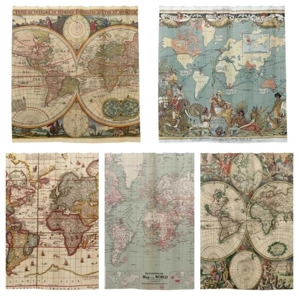 Antique Map Classic Old World Retro Map Shower Curtain Bathroom Curtain Hook Bathroom Curtain Home Decor Curtain l220cm M240824

Vintage-style world map shower curtain with hooks for bathroom decor, 220cm length