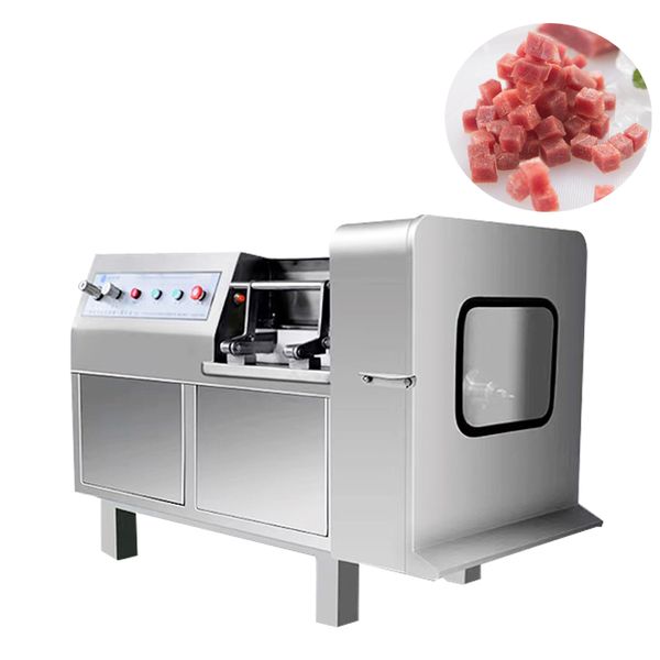 Automated production line for large frozen meat slicers and dicing machines with integrated breaking system
