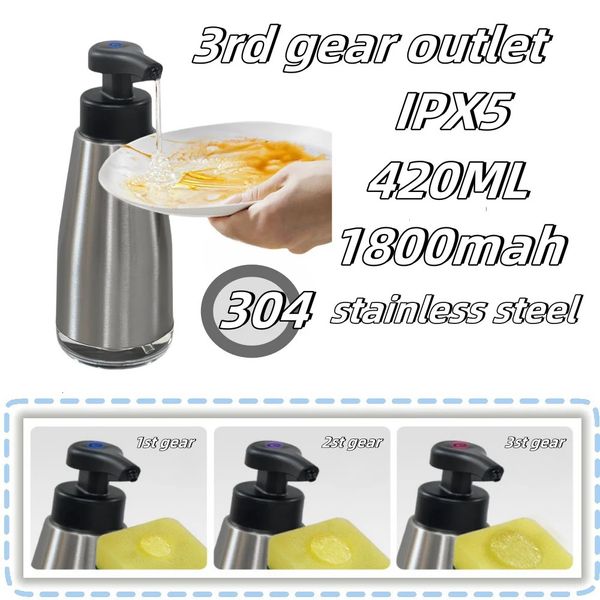 Automatic stainless steel soap dispensers for kitchen, hand sanitizer, dish, body wash, and shampoo
