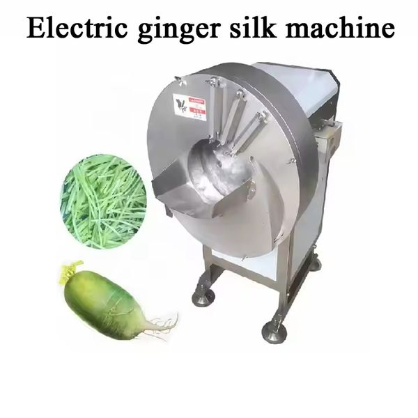 Automatic vegetable cutting machine for slicing, shredding, and dicing onions, ginger, potatoes, carrots, and other roots, ideal for hotel use