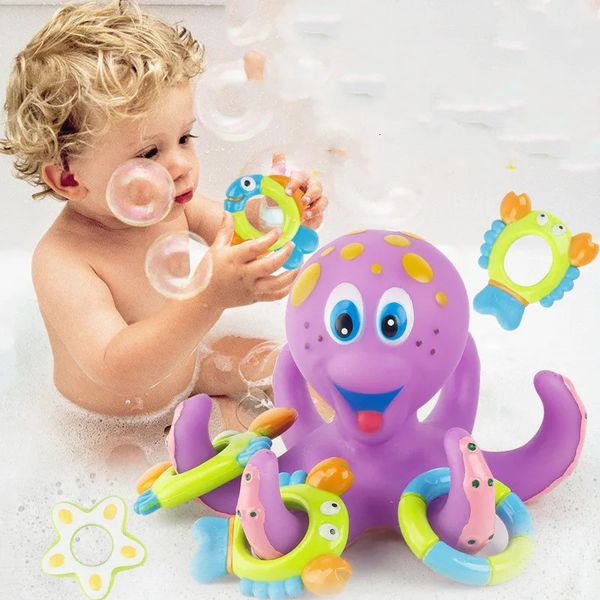 Baby bath toy featuring a cartoon octopus for kids to play with in water at the beach, pool, or bathtub