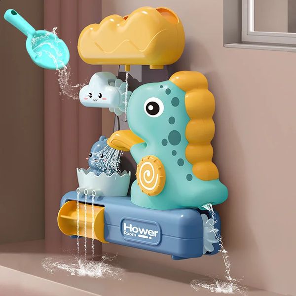 Baby bath toys featuring cute cartoon dinosaurs for shower pipe assembly, fun water games and bathtime play, perfect as a gift for kids