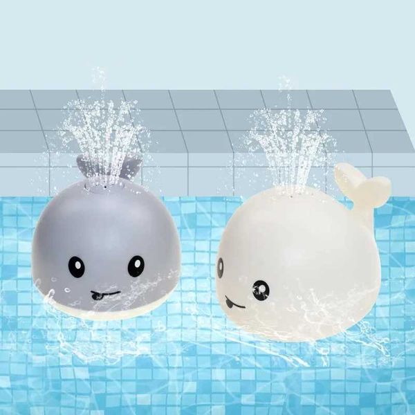 Baby LED auto-sensing spray ball whale light for kids' bath splash play