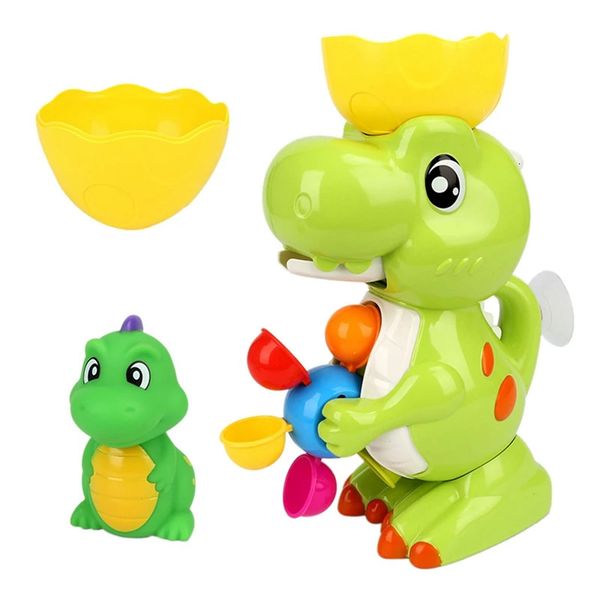 Baby's fun dinosaur water wheel bath toy for playtime