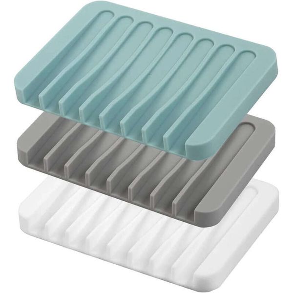 Bath Drain Silicone Dish Bathroom Soap Kitchen Countertop Sponge Rack Drying Tray