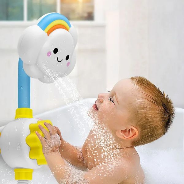 Bath toys for kids featuring a cloud-shaped faucet shower sprayer, perfect for squirting water fun during bath time