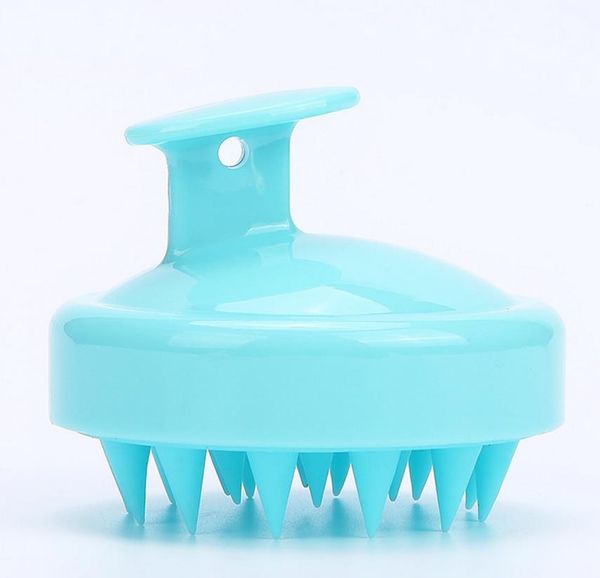 Bathroom hair shampoo brush with soft silicone bristles for scalp massage, suitable for wet or dry use by women, men, and pets