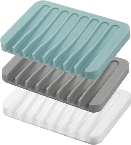 Bathroom silicone dish bath drain soap kitchen countertop sponge rack drying tray