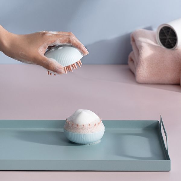 Bathroom silicone massage brushes for hair washing and scalp care in showers