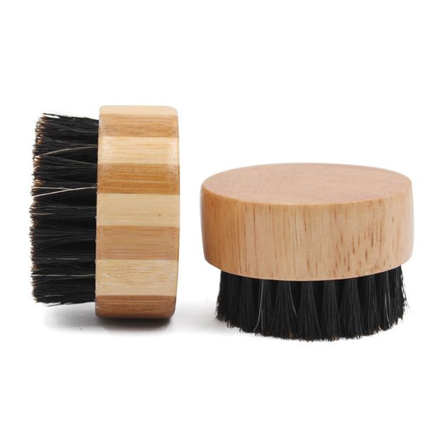 Beard brush with hard bristles and wooden handle for facial hair care