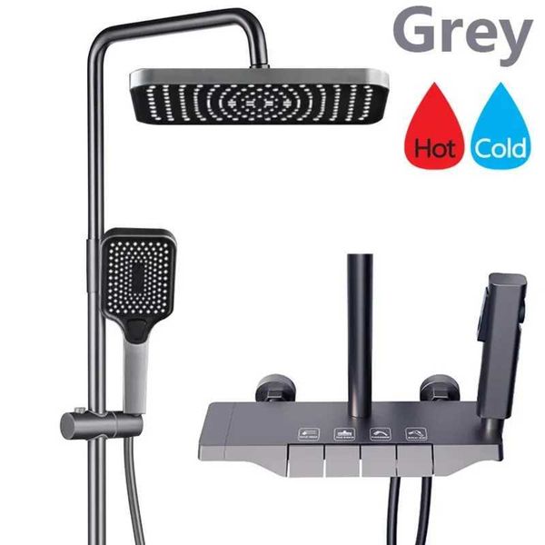Brass digital thermostat rain shower system with 4-way bidet taps for bathroom