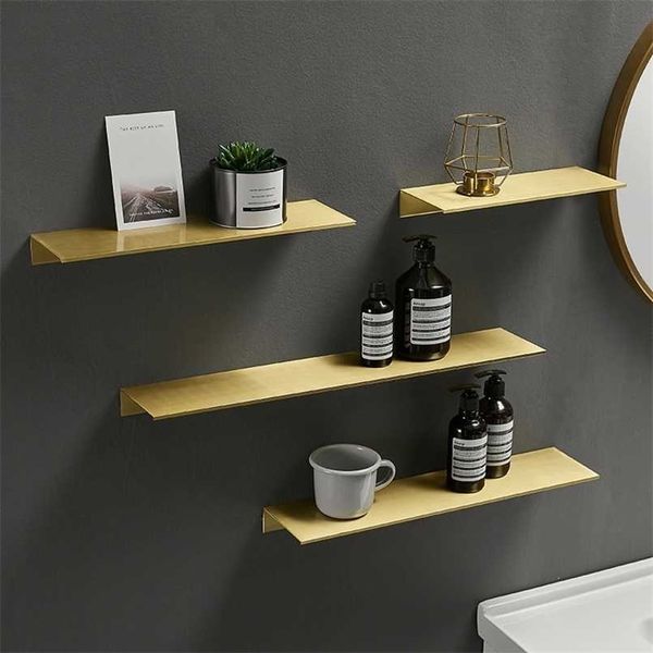 Brushed gold, black, white aluminum bathroom and kitchen wall-mounted shelves for shampoo, cosmetics, and shower storage