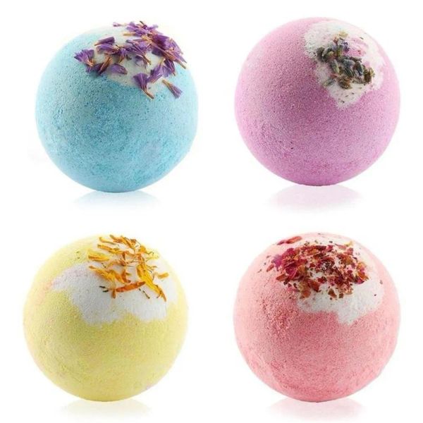 Bubble Bath Bomb with Dry Flowers, Natural Floral Essential Oils, and Deep Sea Salt for a Luxurious Bath Experience
