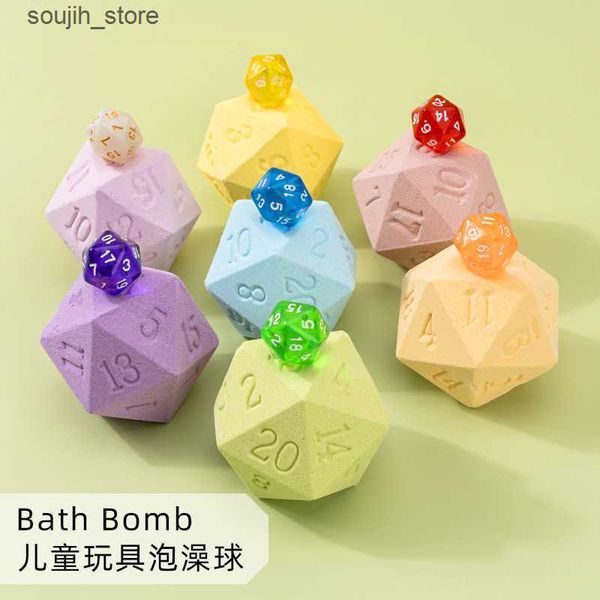 Bubble bath salt balls in fun polyhedral shapes for kids' bathtime play with essential oils
