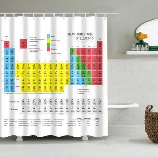Chemical Periodic Table Stripe Polyester 1.8m Long Fabric Bath Weighted Shower Curtain Big Bang Theory Sheldon Same Curtain Y240815