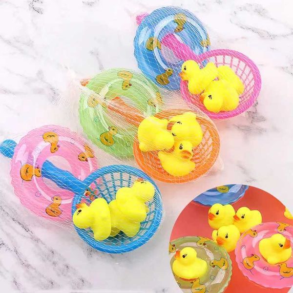 Children's squeezable rubber duck bath toys for fun water play in pools or tubs
