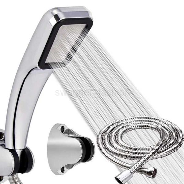 Chrome-plated ABS high-pressure rain shower head with 300-hole design for water-saving bathroom use