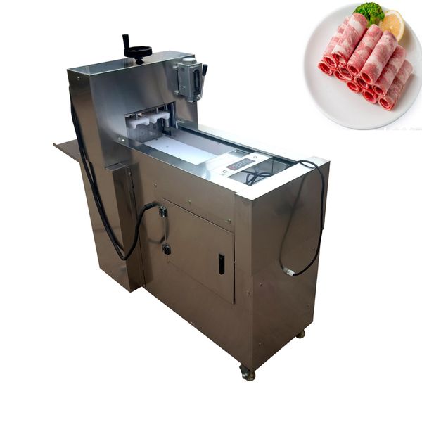 CNC dual-cut lamb slicing machine for sale, featuring electric food slicing, meat planing, and mutton roll cutting functions