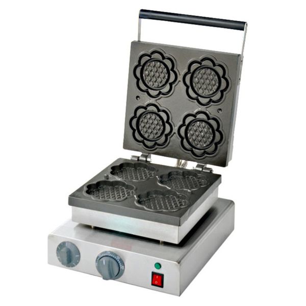 Commercial 220V/110V sunflower-shaped waffle maker with 4 pieces for efficient home use