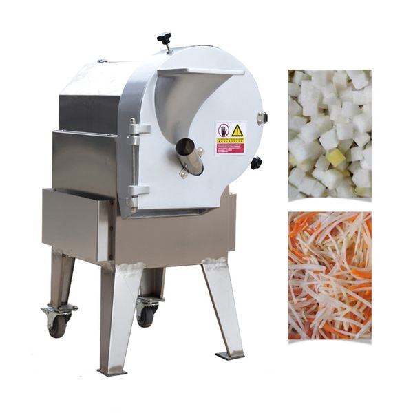 Commercial electric stainless steel vegetable cutter for slicing, shredding, and dicing potatoes