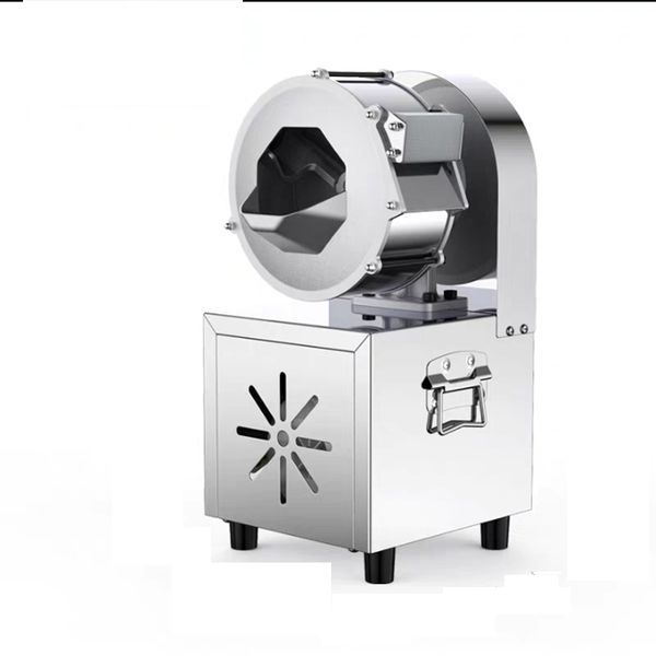 Commercial electric vegetable cutter for multi-purpose dicing, shredding potatoes, slicing lemons, and grating cheese
