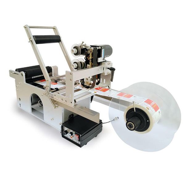 Commercial semi-auto labeling machine for round bottles, coding and labeling stickers