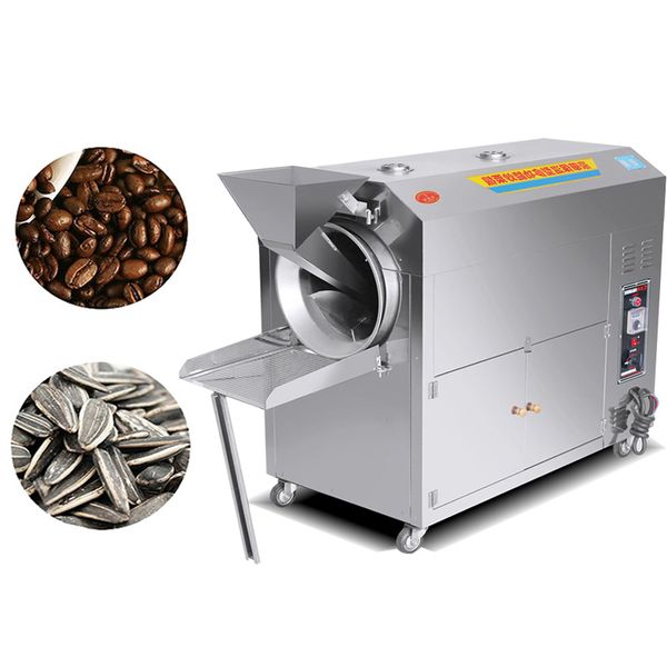 Commercial stainless steel nut roasting machine for cashews, peanuts, and macadamias with gas heating and multifunctional baking capabilities